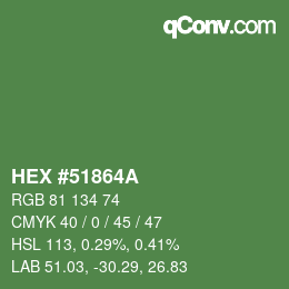 Color code: HEX #51864A | qconv.com