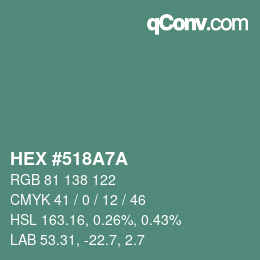 Color code: HEX #518A7A | qconv.com
