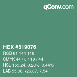 颜色代码: HEX #519076 | qconv.com