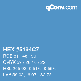 カラーコード: HEX #5194C7 | qconv.com