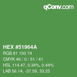 カラーコード: HEX #51964A | qconv.com