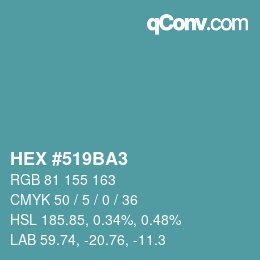 颜色代码: HEX #519BA3 | qconv.com