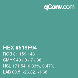 Color code: HEX #519F94 | qconv.com