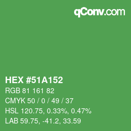 Color code: HEX #51A152 | qconv.com