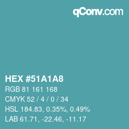 Color code: HEX #51A1A8 | qconv.com