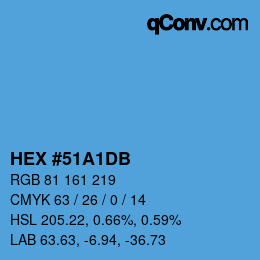 カラーコード: HEX #51A1DB | qconv.com