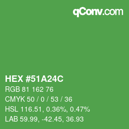 カラーコード: HEX #51A24C | qconv.com
