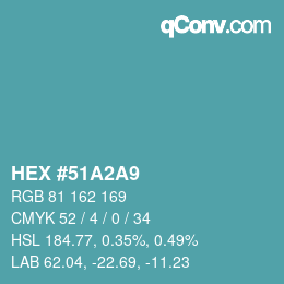 颜色代码: HEX #51A2A9 | qconv.com