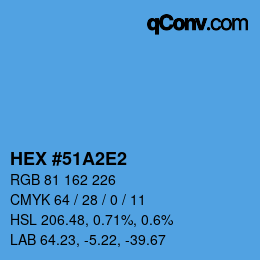 カラーコード: HEX #51A2E2 | qconv.com