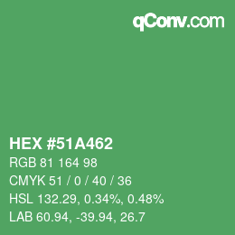 颜色代码: HEX #51A462 | qconv.com
