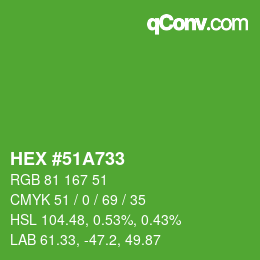 Código de color: HEX #51A733 | qconv.com