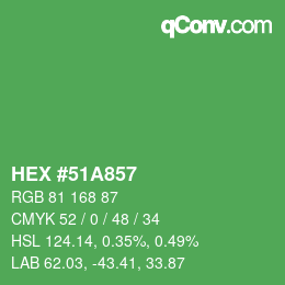 Color code: HEX #51A857 | qconv.com