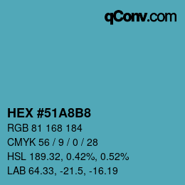 カラーコード: HEX #51A8B8 | qconv.com