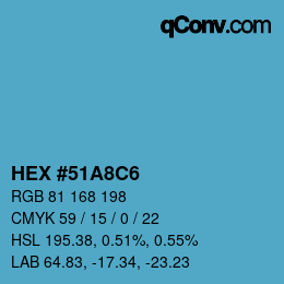 カラーコード: HEX #51A8C6 | qconv.com