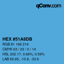 カラーコード: HEX #51A8DB | qconv.com