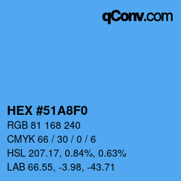 カラーコード: HEX #51A8F0 | qconv.com