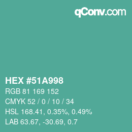 Farbcode: HEX #51A998 | qconv.com