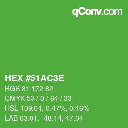 Color code: HEX #51AC3E | qconv.com