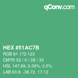 Código de color: HEX #51AC7B | qconv.com