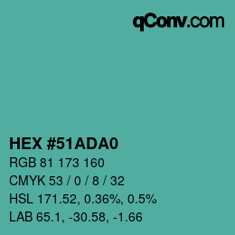 カラーコード: HEX #51ADA0 | qconv.com