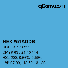 カラーコード: HEX #51ADDB | qconv.com