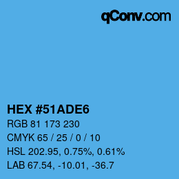 Color code: HEX #51ADE6 | qconv.com
