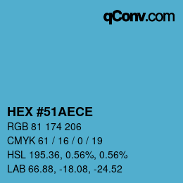 Color code: HEX #51AECE | qconv.com