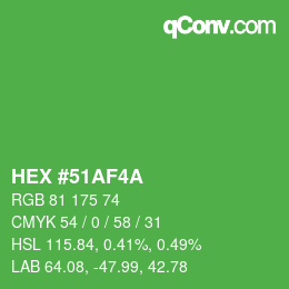 カラーコード: HEX #51AF4A | qconv.com