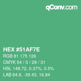 Color code: HEX #51AF7E | qconv.com