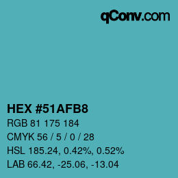 Color code: HEX #51AFB8 | qconv.com