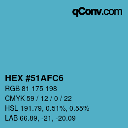 Color code: HEX #51AFC6 | qconv.com