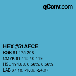 颜色代码: HEX #51AFCE | qconv.com