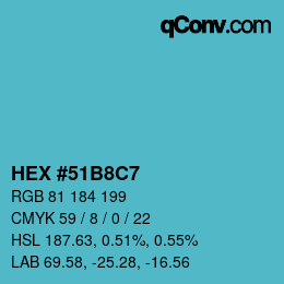 Code couleur: HEX #51B8C7 | qconv.com