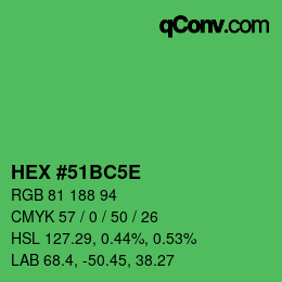 カラーコード: HEX #51BC5E | qconv.com