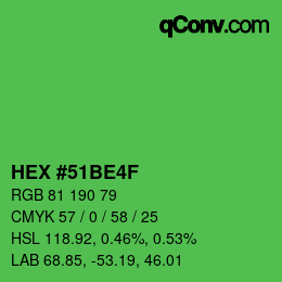 Color code: HEX #51BE4F | qconv.com