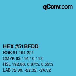 颜色代码: HEX #51BFDD | qconv.com