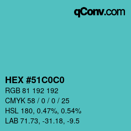 Color code: HEX #51C0C0 | qconv.com