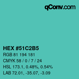 Color code: HEX #51C2B5 | qconv.com