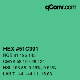 Color code: HEX #51C391 | qconv.com