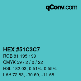 Color code: HEX #51C3C7 | qconv.com