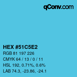 颜色代码: HEX #51C5E2 | qconv.com