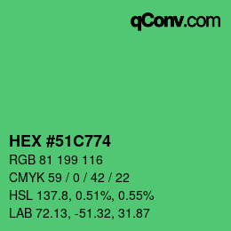 Código de color: HEX #51C774 | qconv.com