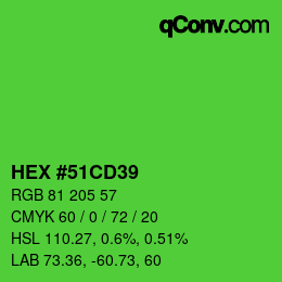 Color code: HEX #51CD39 | qconv.com