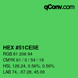カラーコード: HEX #51CE5E | qconv.com