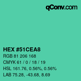 Color code: HEX #51CEA8 | qconv.com