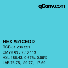 Color code: HEX #51CEDD | qconv.com