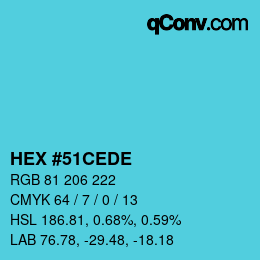 颜色代码: HEX #51CEDE | qconv.com