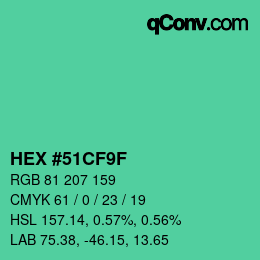 Color code: HEX #51CF9F | qconv.com