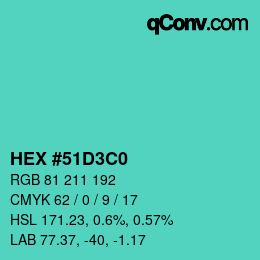 Farbcode: HEX #51D3C0 | qconv.com