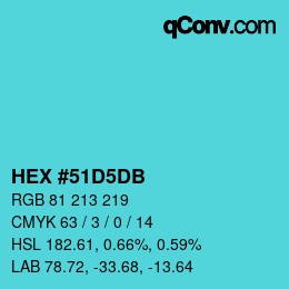 カラーコード: HEX #51D5DB | qconv.com
